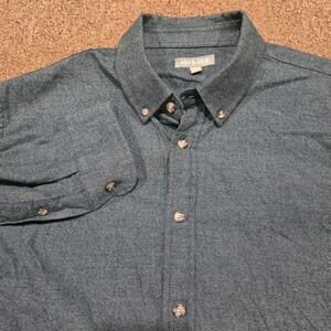 Ash & Erie Mens Large Blue Cotton Flannel Button Down Shirt Standard Fit